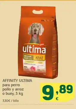 HiperDino AFFINITY ULTIMA para perro pollo y arroz o buey oferta