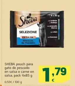 HiperDino SHEBA pouch para gato de pescado en salsa o carne en salsa oferta