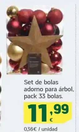 HiperDino Set de bolas adorno para árbol, pack 33 bolas. oferta
