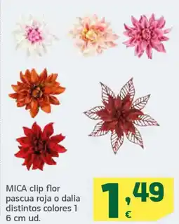 HiperDino MICA clip flor pascua roja o dalia distintos colores oferta