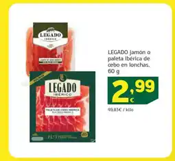 HiperDino LEGADO jamón o paleta ibérica de cebo en lonchas oferta