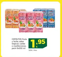HiperDino COFRUTOS fruta y leche sabor tropical, caribe o mediterráneo oferta