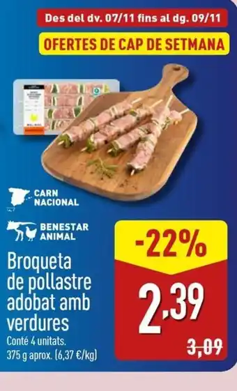 ALDI Broqueta de pollastre adobat amb verdures oferta