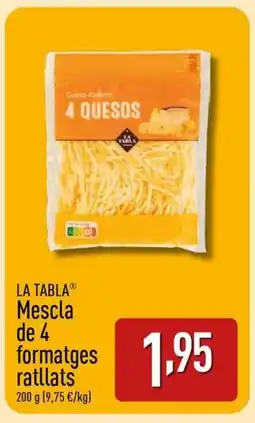 ALDI LA TABLA Mescla de 4 formatges ratllats oferta