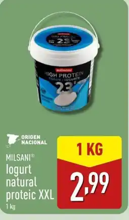 ALDI MILSANI logurt natural proteic XXL oferta