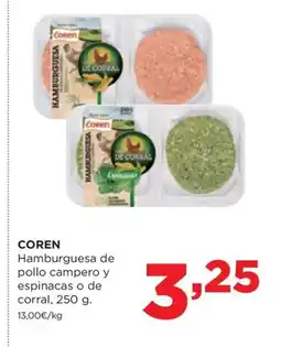 Alimerka COREN Hamburguesa de pollo campero y espinacas o de corral oferta