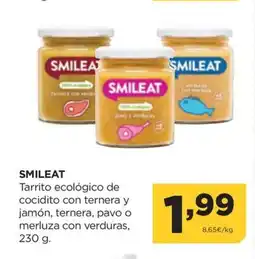Alimerka SMILEAT Tarrito ecológico de cocidito con ternera y jamón, ternera, pavo o merluza con verduras oferta