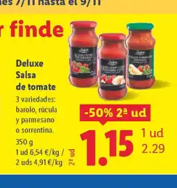 Lidl DELUXE Salsa de tomate oferta