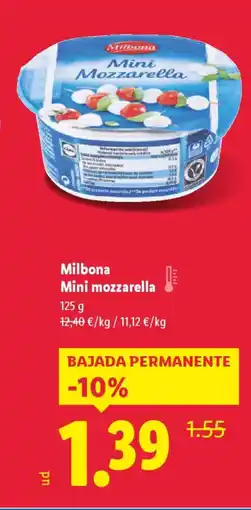 Lidl MILBONA Mini mozzarella oferta