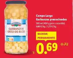 Lidl CAMPO LARGO Garbanzos precocinados oferta