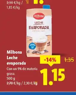 Lidl MILBONA Leche evaporada oferta