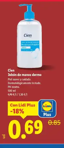 Lidl CIEN Jabón de manos dermo oferta