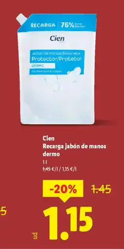 Lidl CIEN Recarga jabón de manos dermo oferta