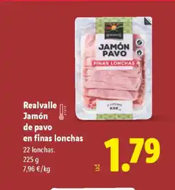 Lidl REALVALLE Jamón de pavo en finas lonchas oferta