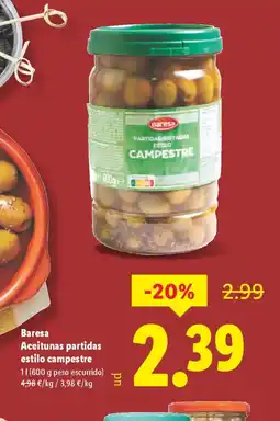 Lidl BARESA Aceitunas partidas estilo campestre oferta