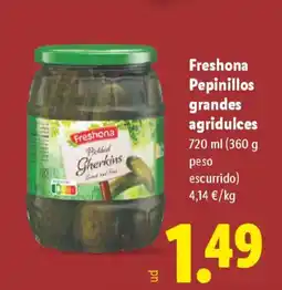 Lidl FRESHONA Pepinillos grandes agridulces oferta