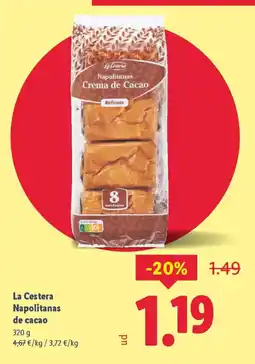 Lidl LA CESTERA Napolitanas de cacao oferta