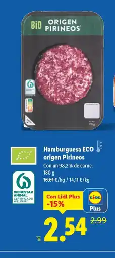 Lidl Hamburguesa ECO origen Pirineos oferta