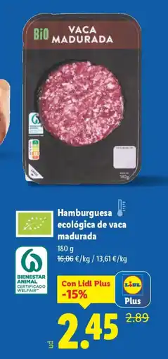 Lidl Hamburguesa ecológica de vaca madurada oferta