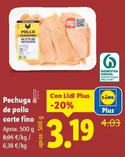 Lidl Pechuga de pollo corte fino oferta