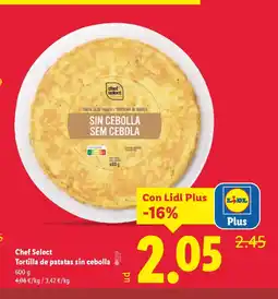 Lidl CHEF SELECT Tortilla de patatas sin cebolla oferta