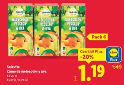 Lidl SOLEVITA Zumo de melocotón y uva oferta