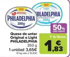 Carrefour Philadelphia - queso de untar original o light oferta