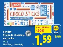 Lidl SONDEY Sticks de chocolate con leche oferta