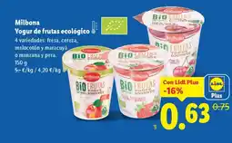 Lidl MILBONA Yogur de frutas ecológico oferta