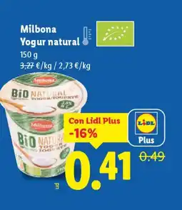 Lidl MILBONA Yogur natural oferta