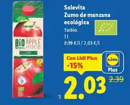 Lidl SOLEVITA Zumo de manzana ecológica oferta