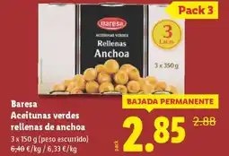 Lidl BARESA Aceitunas verdes rellenas de anchoa oferta
