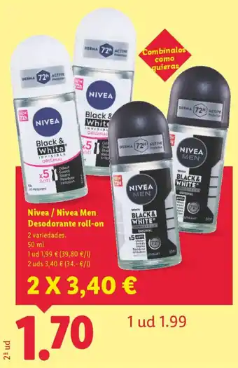Lidl NIVEA / Nivea Men Desodorante roll-on oferta