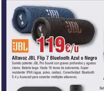 Altavoz JBL Flip 7 Bluetooth Azul o Negro