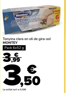 Supeco MONTEY Tonyina clara en oli de gira-sol oferta