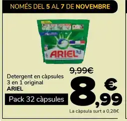 Supeco ARIEL Detergent en càpsules 3 en 1 original oferta