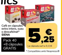 Supeco SIENA Cafè en càpsules extra intens, suau o descafeinat oferta
