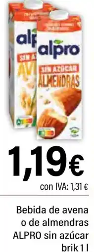 Cash Ifa ALPRO Bebida de avena o de almendras sin azúcar oferta