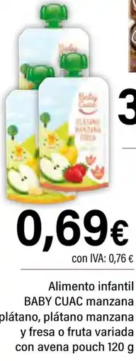 Cash Ifa BABY CUAC Alimento infantil manzana plátano, plátano manzana y fresa o fruta variada con avena pouch oferta