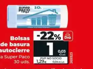 Dia Dia super paco - bolsas de basura con autocierre 10l oferta