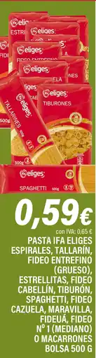Cash Ifa IFA ELIGES Pasta espirales, tallarín, fideo entrefino estrellitas fideo cabellín, tiburón, spaghettifideo cazuela, maravilla oferta