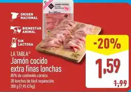 ALDI La tabla - jamon cocido extra finas lonchas oferta