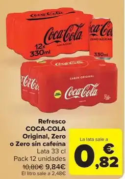 Carrefour Market Coca-cola - refresco original, zero o zero sin cafeina oferta