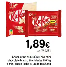 Cash Ifa NESTLÉ Kit kat chocolatina mini chocolate blanco o mini choco leche oferta