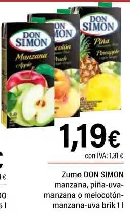Cash Ifa DON SIMON Zumo manzana, piña-uva- manzana o melocotón- manzana-uva oferta