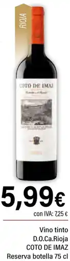 Cash Ifa COTO DE IMAZ Vino tinto D.O.Ca.Rioja Reserva oferta