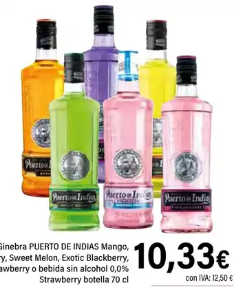 Cash Ifa PUERTO DE INDIAS Ginebra Mango, Lemonberry, Sweet Melon, Exotic Blackberry, Strawberry o bebida sin alcohol 0,0% Strawberry oferta