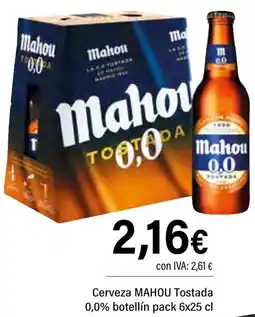 Cash Ifa MAHOU Cerveza Tostada 0,0% botellín oferta