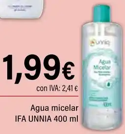 Cash Ifa IFA UNNIA Agua micelar oferta