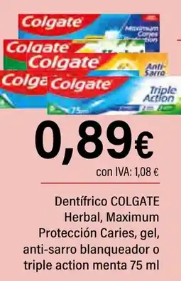 Cash Ifa COLGATE Dentifrico Herbal, Maximum Protección Caries, gel, anti-sarro blanqueador o triple action menta oferta